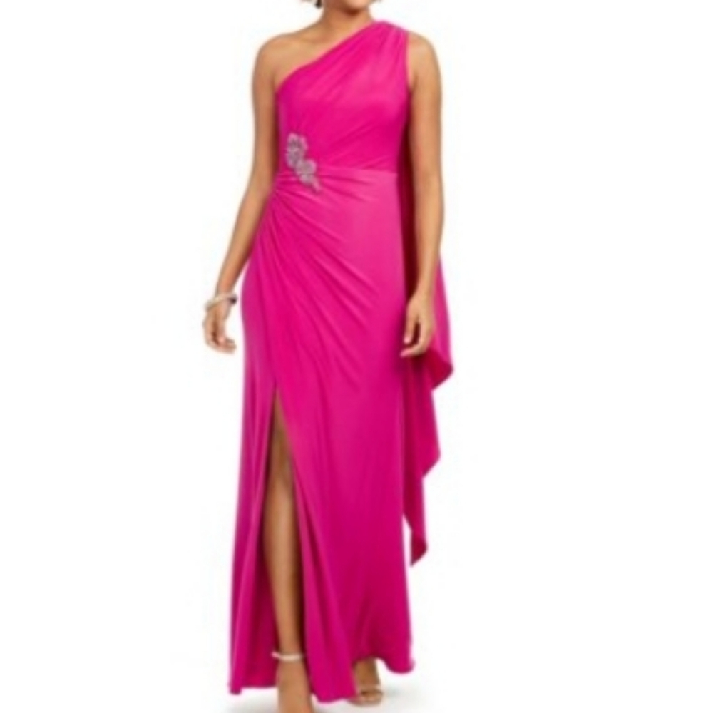 Adrianna Papell draped one shoulder gown - Picture 1 of 1